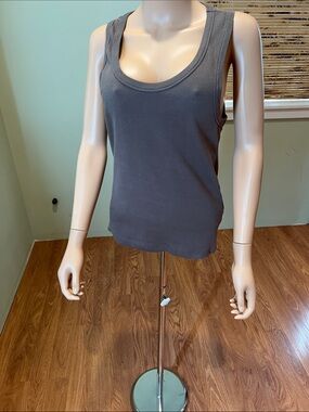 Zara Women’s Taupe Scoop Neck Ribbed Tank Top size L